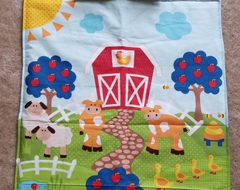 Farm preschool blanket with matching pillow
