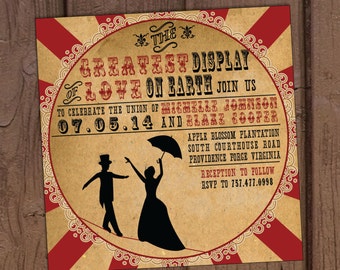Vintage Circus Wedding Invitation