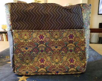 flowers oriental purple blue chevron purse/diaper bag handmade
