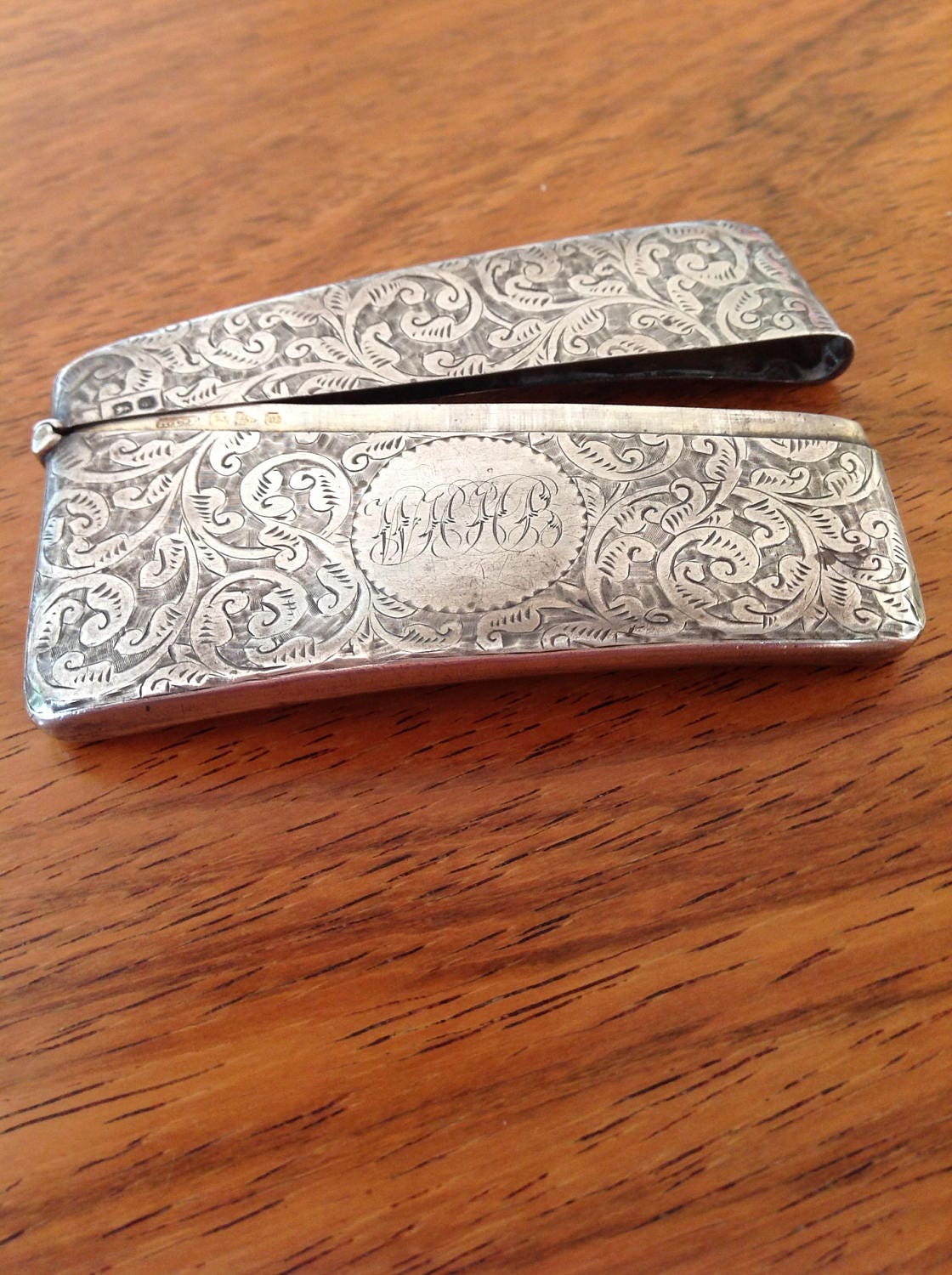 Victorian Sterling Silver Business Card Case Ornate Antique