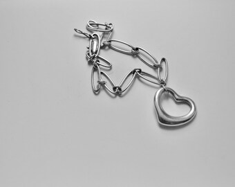 Tiffany & Co Elsa Peretti coeur argent massif bracelet ouvert