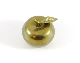 Vintage Brass Apple, Mid Century Metal Home Decor