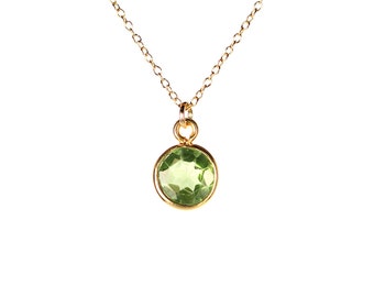 Peridot necklace - green peridot - august birthstone - healing crystal - crystal necklace - a genuine peridot on a 14k gold vermeil chain