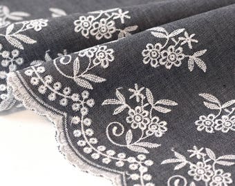 Fabric embroidered scalloped edge on jeans wide 20.5 cm x 50cm