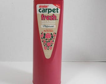 Vintage Airwick Carpet Fresh Rug & Room Deodorizer Half Full Container Potpourri Scent with Veilex For Pet Odors 1980s Movie Prop