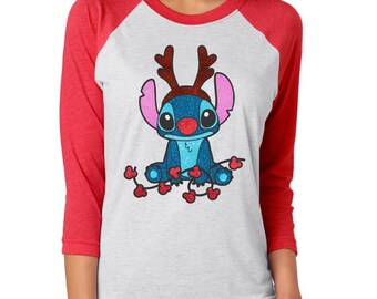 Stitch Christmas Shirt - Lilo and Stitch Shirt - Glitter Shirt