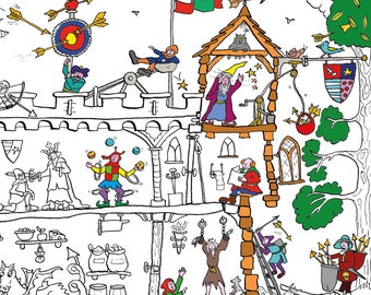 Medieval Castle Colouring Poster