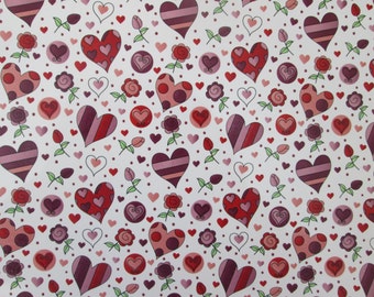 Waterslide decals, fused glass ceramics transfer, red pink hearts and flowers, craft supplies, kiln craft, fusible glass art decal, wedding