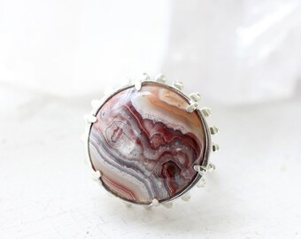 Crazy Lace Agate - Crazy Lace Agate Ring - Agate Ring - Agate Rings For Women - Silver Rings - Silver Agate Ring - Sterling Silver Ring