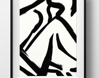 Abstract painting. Ink Painting on paper, minimal art, Digital Download, modern, nordic, Scandinavian, hand painted, artist