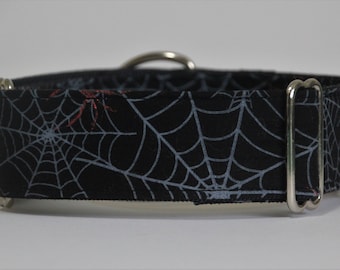 Greyhound - Cobwebs on black 1.5" Martingale Collar