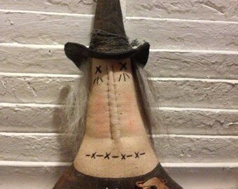 Primitive Halloween Witch Shelf Sitter/Tuck