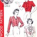 1940s Bust 32 Misses Blouse Detachable Jabot Vintage Sewing Pattern Betty Grable Hollywood 953 c 1942 40s