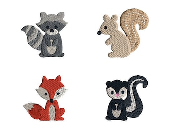 Mini Woodland Animals 2 Machine Embroidery Design Set-INSTANT DOWNLOAD