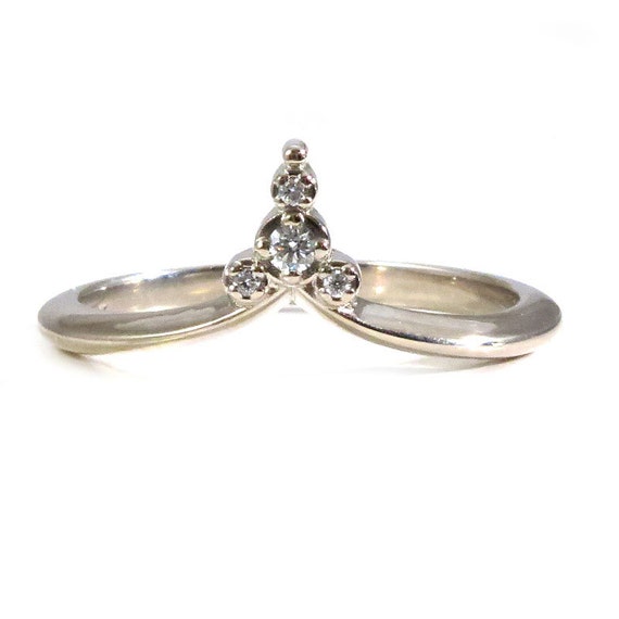 Pointed Diamond Stacking Side Band - Modern Art Deco Delicate Diamond Ring