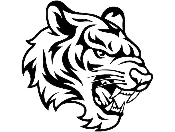 Tiger 15 White Wild Cat School Mascot Tattoo Logo .SVG .EPS