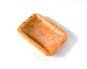 Vintage Coral Orange Marble Rectangular Ashtray/Pin Dish
