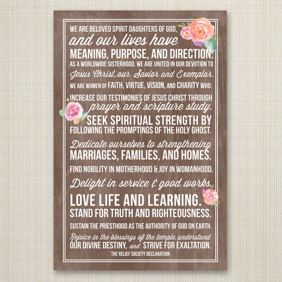 LDS Relief Society Declaration printable poster INSTANT