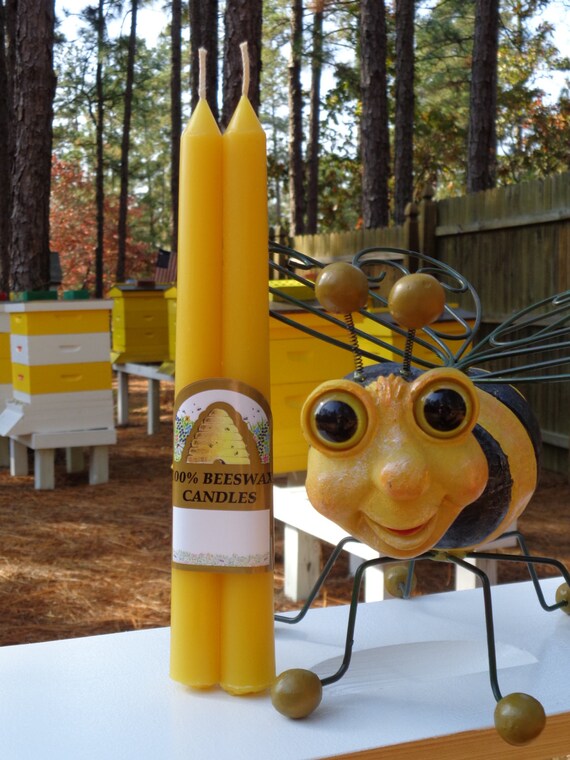 Beeswax 10 Taper Candles Set of 2 Handmade