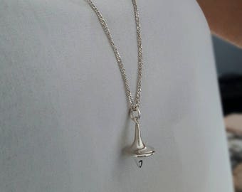 Sterling Silver solid Spinning Top Necklace - Silver Inception Totem pendant - Sterling silver top necklace - Spinning top pendant