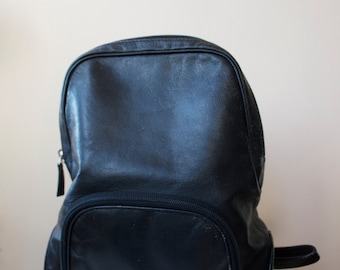 90's Laura Ashley Black Leather Rugsack
