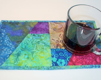 Batik Patchwork Mug Rug or Snack Mat