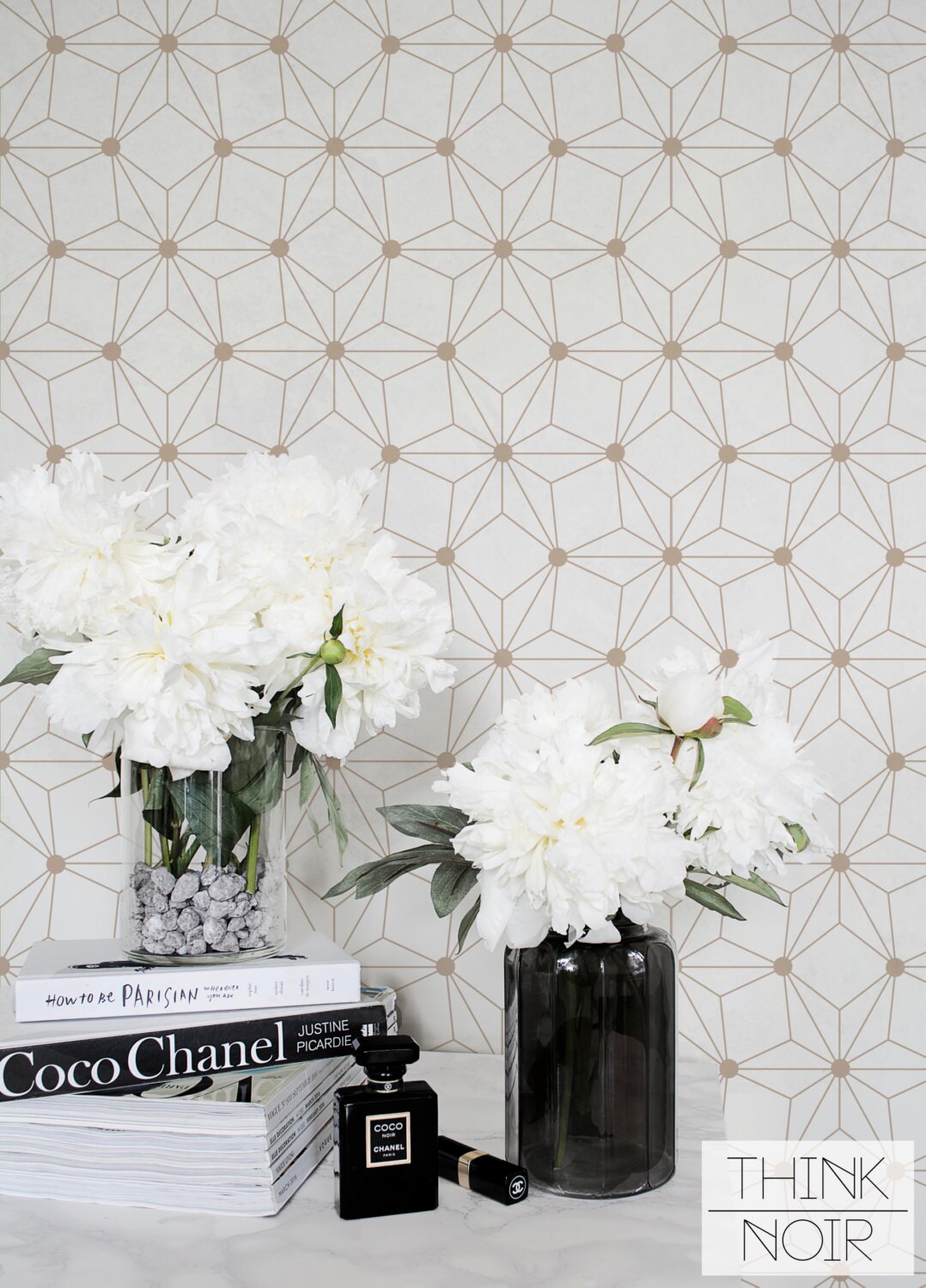 Geometric Flower Wallpaper / Geometric Removable or Regular