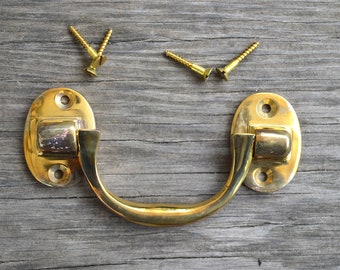 Solid brass vintage unused box carrying handle chest lift handle coffer ottoman KB1