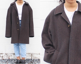 Plum Oversized Wool Coat Longline Wool Coat