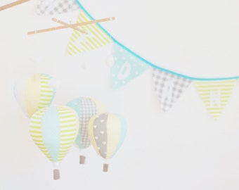 Pastel Baby Mobile, Hot Air Balloon Mobile, Custom Mobile, Nursery Decor, Baby Shower Gift Idea, Personalized Baby Mobile, Made to order