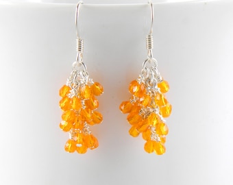 Bright Orange Cascade Earrings with Surgical Steel Ear Wires