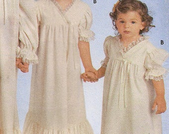 Girls Nightgown pattern/Multi size XXS 2-3, XS 4-5, Small 6-6X/Short Or Long Sleeve/Un-Cut pattern/floor length or shorter/ Sister PJs