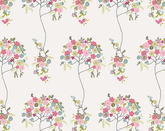 AGF KNIT Floral Fabric Cotton Fabric Jersey Knit Pink Floral Fabric Art Gallery Tree Fleur Blanc Fabric Art Gallery Fabrics Stretch Fabric