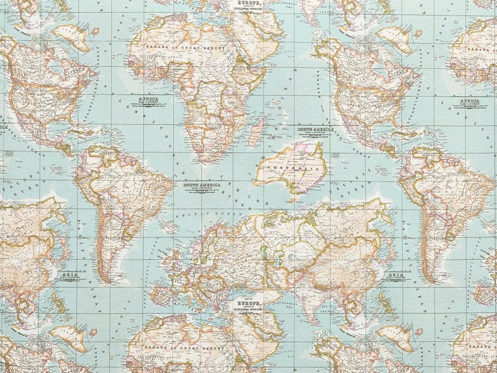 World map fabric. Rib Fabric Maps.