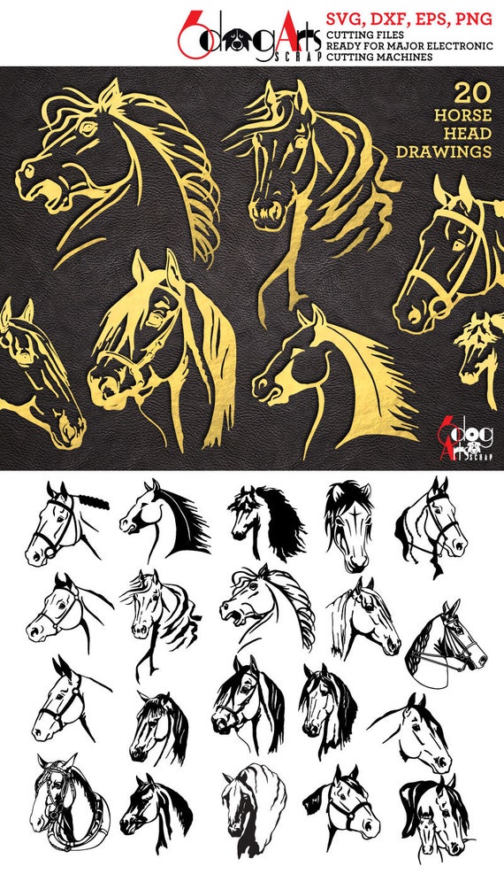 Download Horse Head Drawings Digital Cut Files Svg Dxf Eps Png