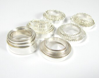 Bezel Wire, Variety Pack, for cabochons, 3/16 and 1/8 ,fine silver 999, 1 ft of each, total 6 feet, plain, serrated, scalloped