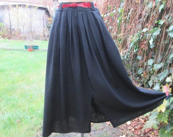 Full Skirt / Skirt Vintage / Linen Skirt / Modal / Long Skirt / Black Skirt / Size EUR42 / UK 14 / Side Pockets