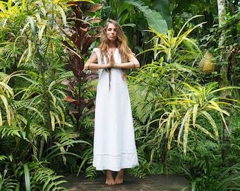 Earth Angel- size 6-10 organic cotton lace flowing bohemian gypsy long dress