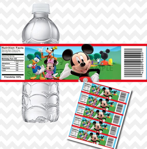 mickey mouse clubhouse water bottle labels mickey mouse