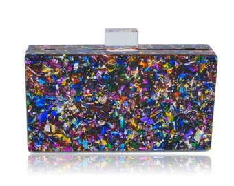 Milanblocks Colorful Confetti Acrylic Box Clutch