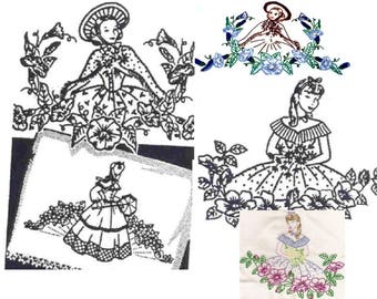 3*Southern Belle - Crinoline Lady pillowcase embroidery pattern LW636