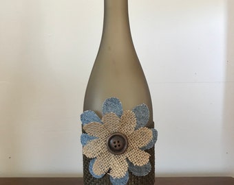 Frosted Brown Wine Bottle with Lights