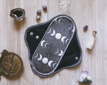 10.5" Minky Moon Phase Reusable Moonpad Zorb Mama Cloth