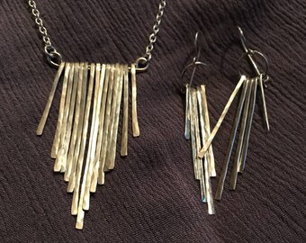 Silver hand hammered Waterfall necklace