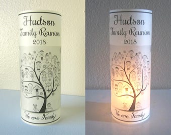 12 Personalized Family Reunion Party Centerpiece Table Decoration Luminaries, Tree, Heart