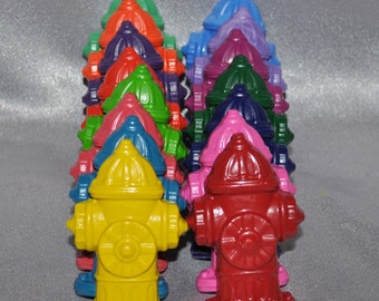 Fire Hydrant Recycled Crayons, Total of 15 Crayons. Boy or Girl Kids Unique Party Favors, Crayons.