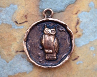 1 Antique Copper Owl Charm 24x20mm Nunn Designs