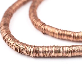 748 Copper Interlocking Crisp Beads: Ethnic Metal Beads Metal Spacer Beads Rustic Copper Beads Copper Heishi Beads (MET-HSH-CPR-640)