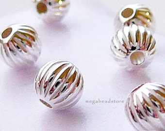 20 pcs 4mm Sterling Silver Beads Corrugated Beads B39C