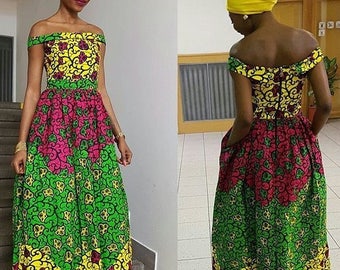 Cold Shoulder Ankara Straight Gown